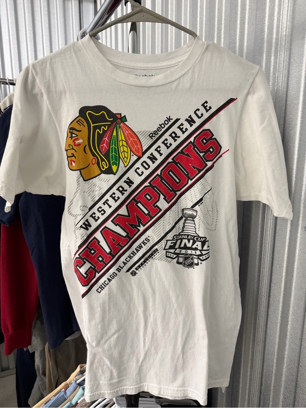 Reebok White Tee with Red, Black and Green Team Graphics
